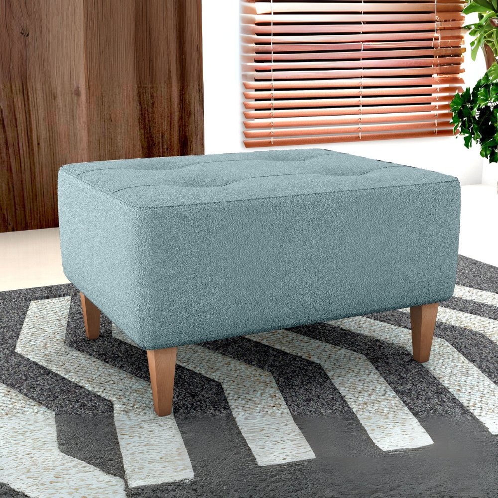Puff Para Sala Piva 62 cm Tecido Boucle F495 Azul Milani Store