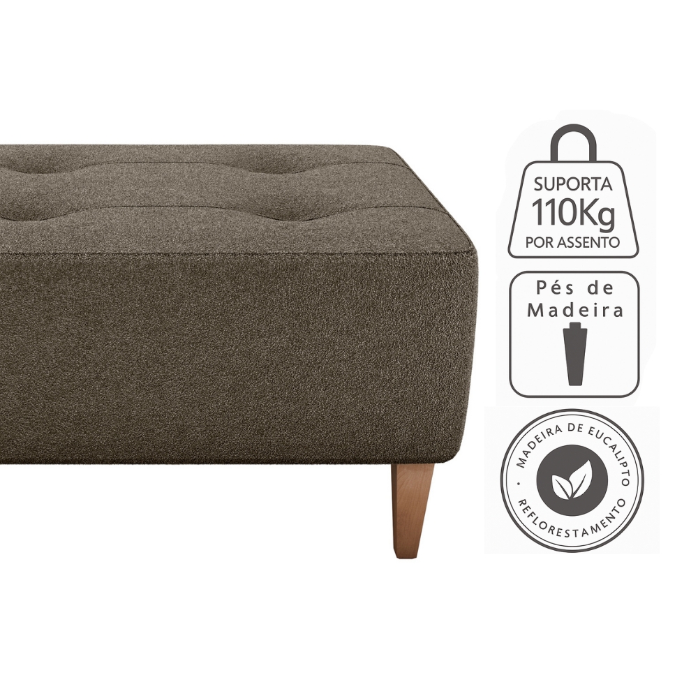 Puff Para Sala Piva 62 cm Tecido Boucle F498 Marrom Milani Store