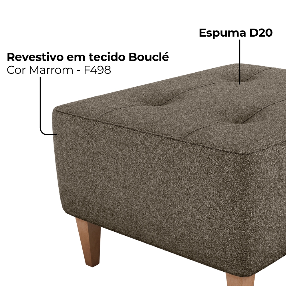 Puff Para Sala Piva 62 cm Tecido Boucle F498 Marrom Milani Store