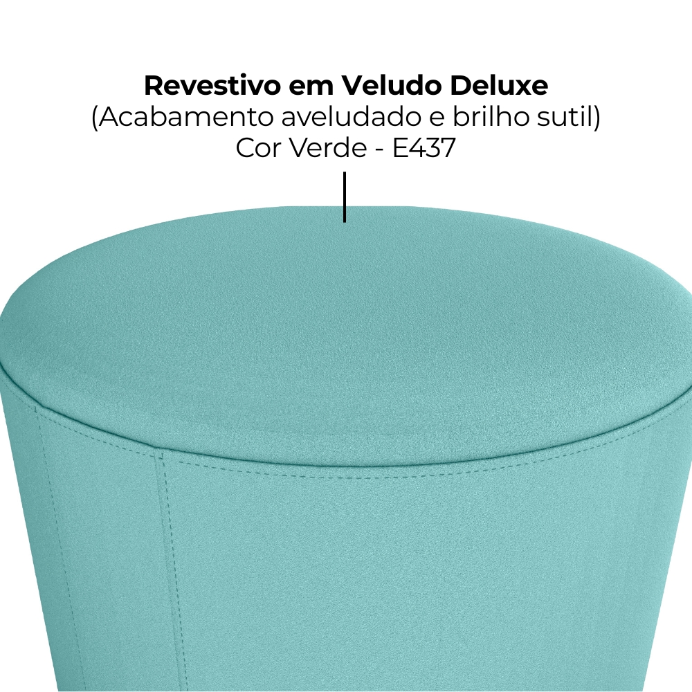 Puff Redondo Copenhage 43cm Veludo Deluxe Verde Milani Store