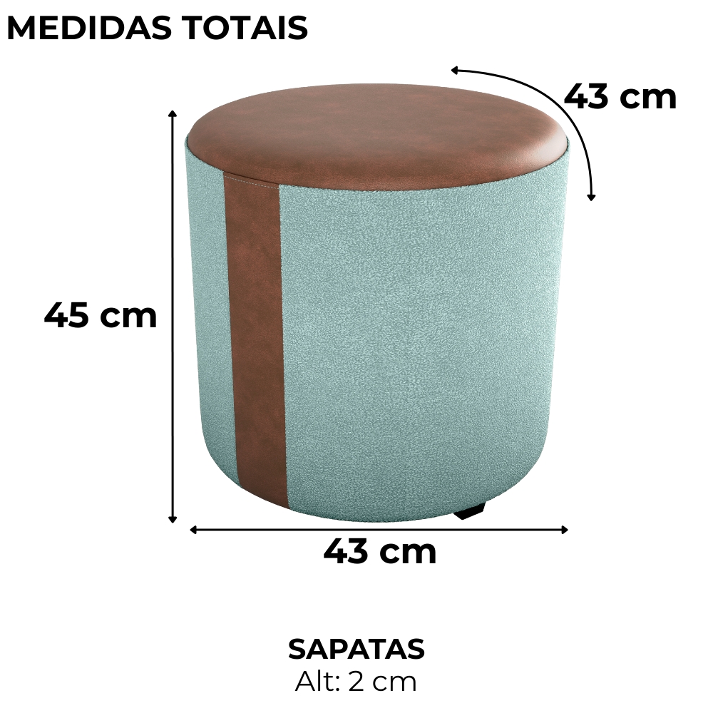 Puff Redondo Copenhage Corano Marrom Boucle Azul Milani Store