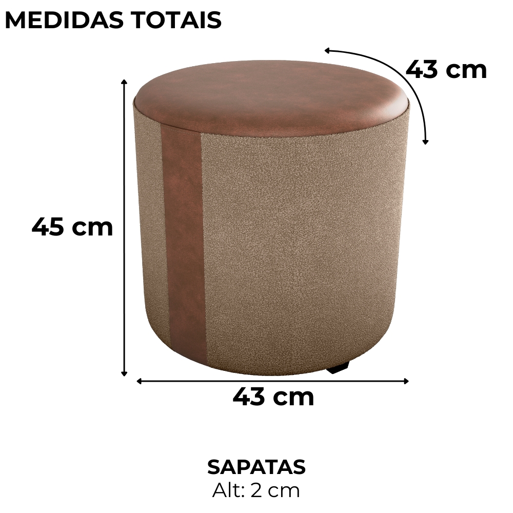 Puff Redondo Copenhage Corano Marrom Boucle Marrom Milani Store
