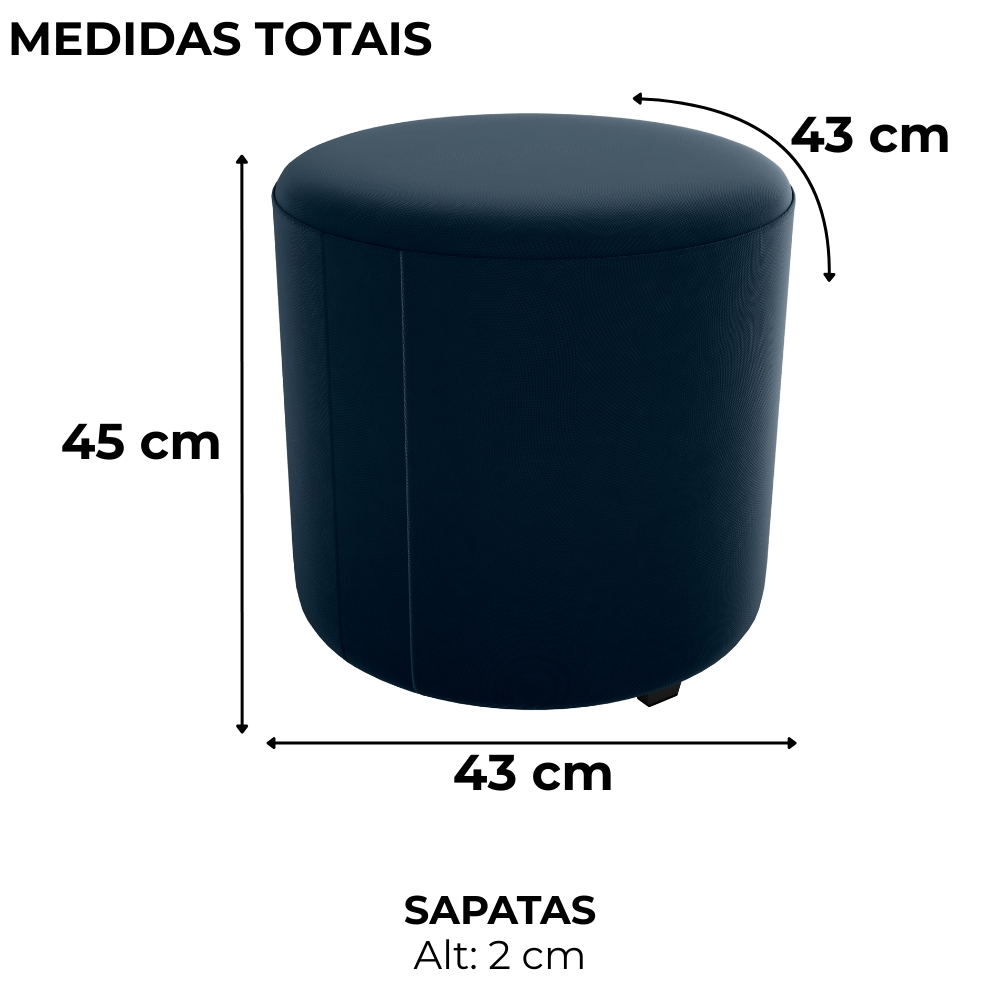 Puff Redondo Copenhage Veludo Maserati Azul Milani Store