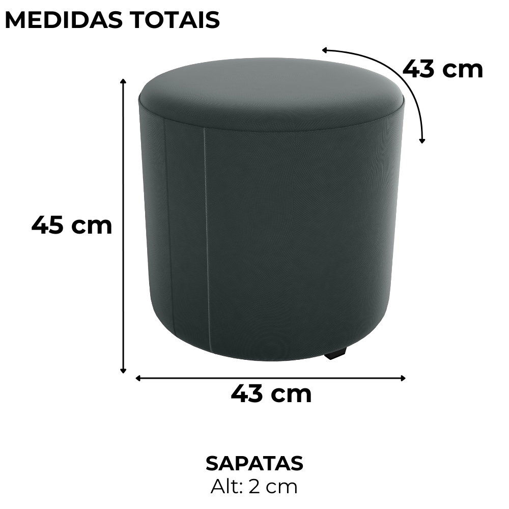 Puff Redondo Copenhage Veludo Maserati Chumbo Milani Store