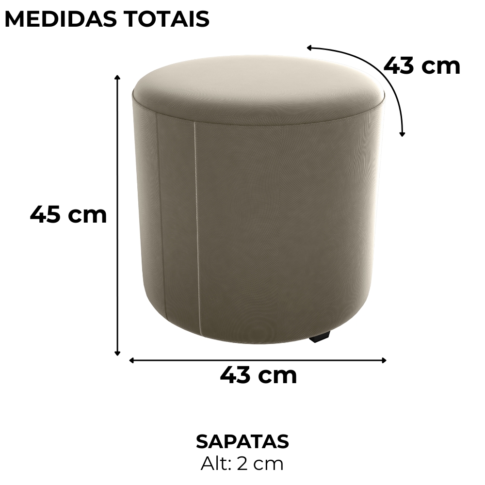 Puff Redondo Copenhage Veludo Maserati Marrom Claro Milani Store