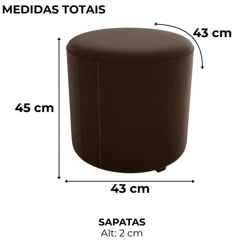 Puff Redondo Copenhage Veludo Maserati Marrom Milani Store