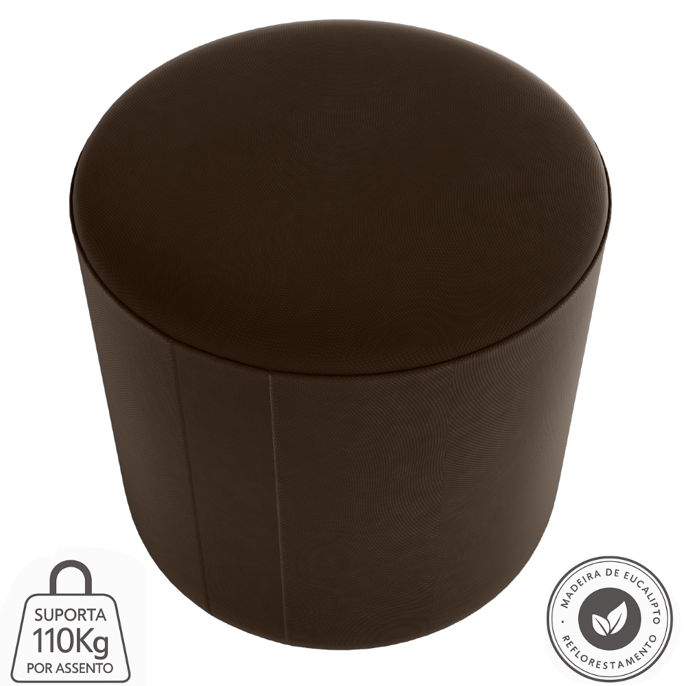Puff Redondo Copenhage Veludo Maserati Marrom Milani Store