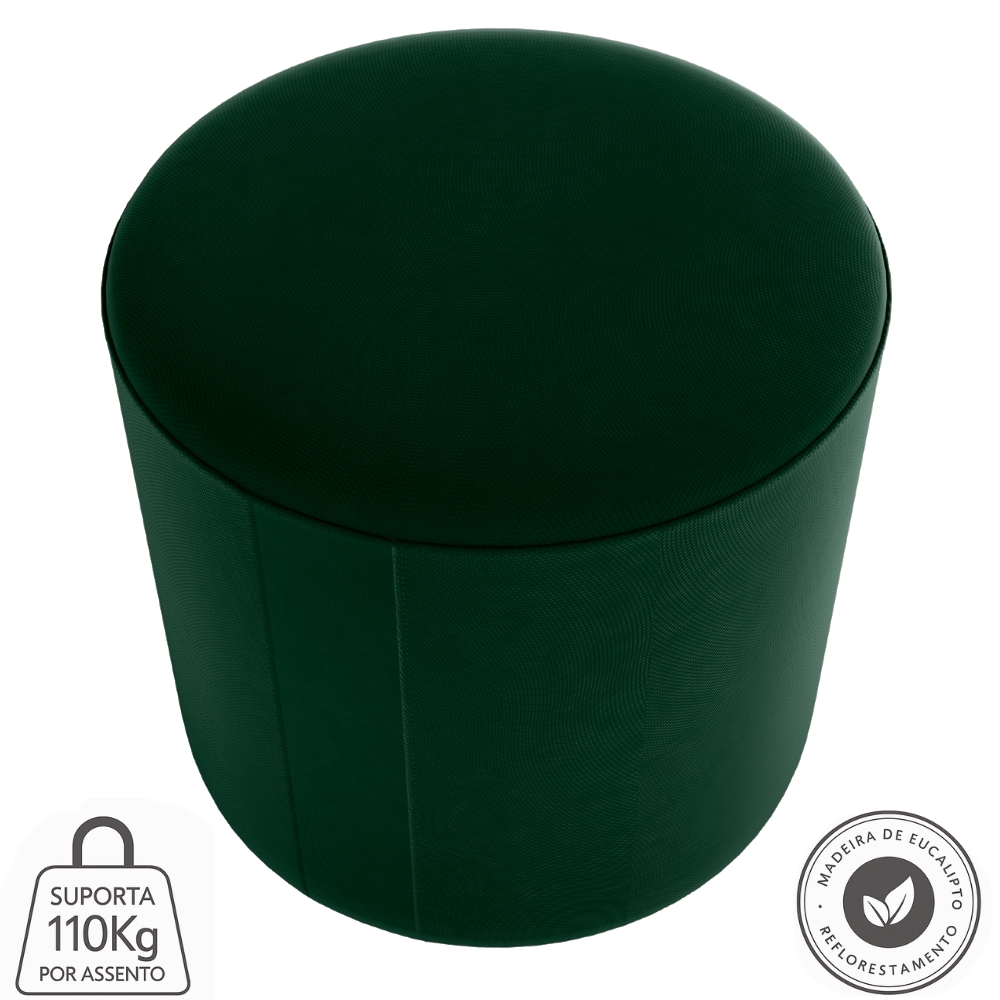 Puff Redondo Copenhage Veludo Maserati Verde Milani Store