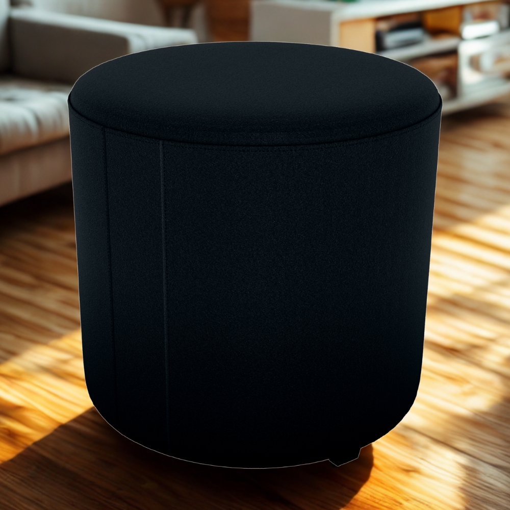 Puff Redondo Decorativo Copenhage 43 cm Veludo Inca Preto Milani Store