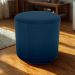 Puff Redondo Decorativo Copenhage 43x43 cm Veludo Azul Milani Store