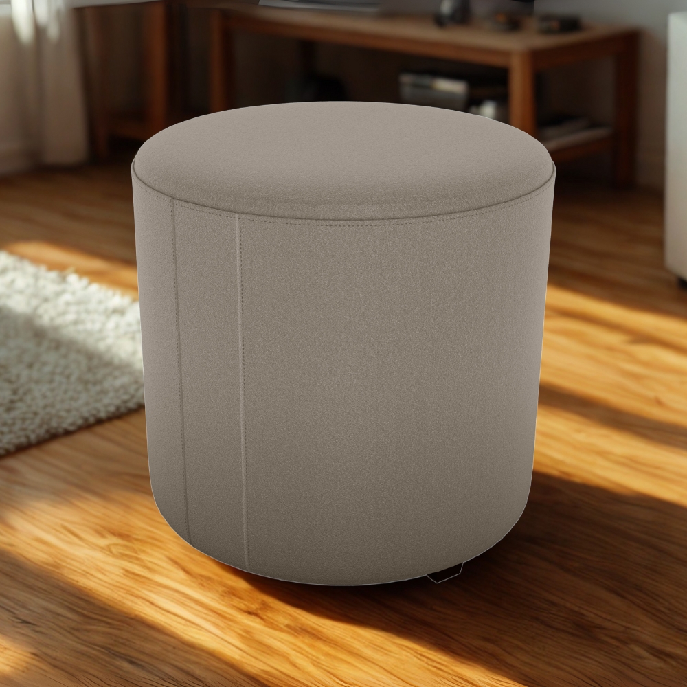 Puff Redondo Decorativo Copenhage 43x43 cm Veludo Marrom Claro Milani Store