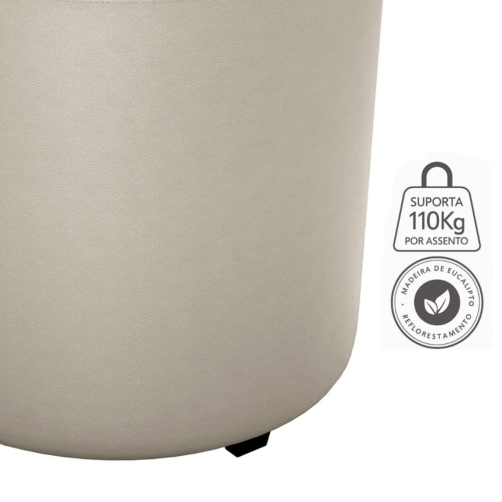 Puff Redondo Decorativo Copenhage Corano Bege Milani Store