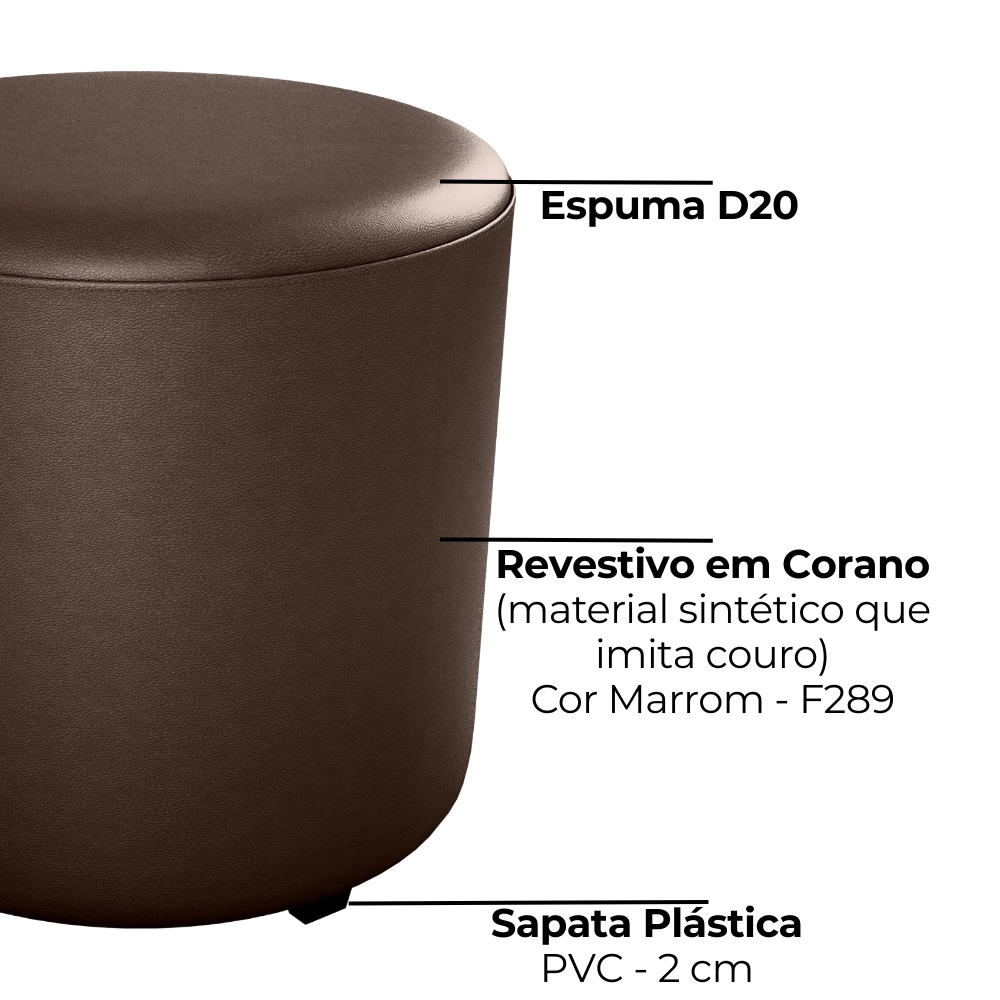 Puff Redondo Decorativo Copenhage Corano Marrom Milani Store