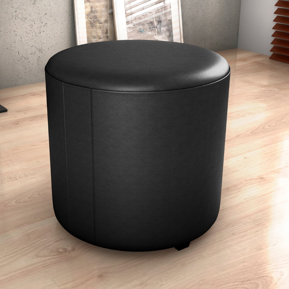 Puff Redondo Decorativo Copenhage Corano Preto Milani Store