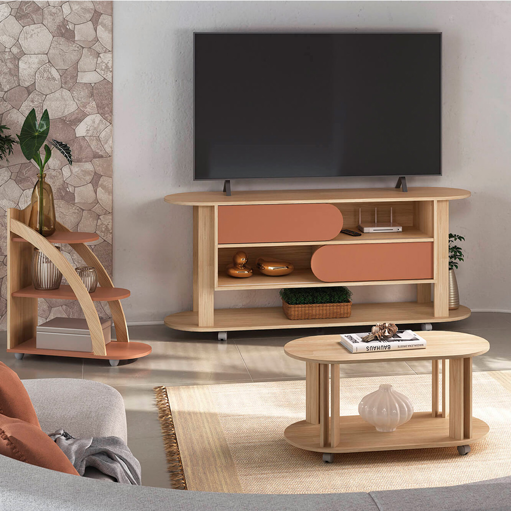 Rack 65 Pol Mesa Centro e Apoio Sala MA4 Naturale Terracota ARLY