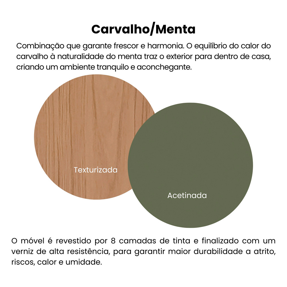 Rack 75 Pol Buffet e Mesas para Sala CO4 Carvalho Menta ARLY