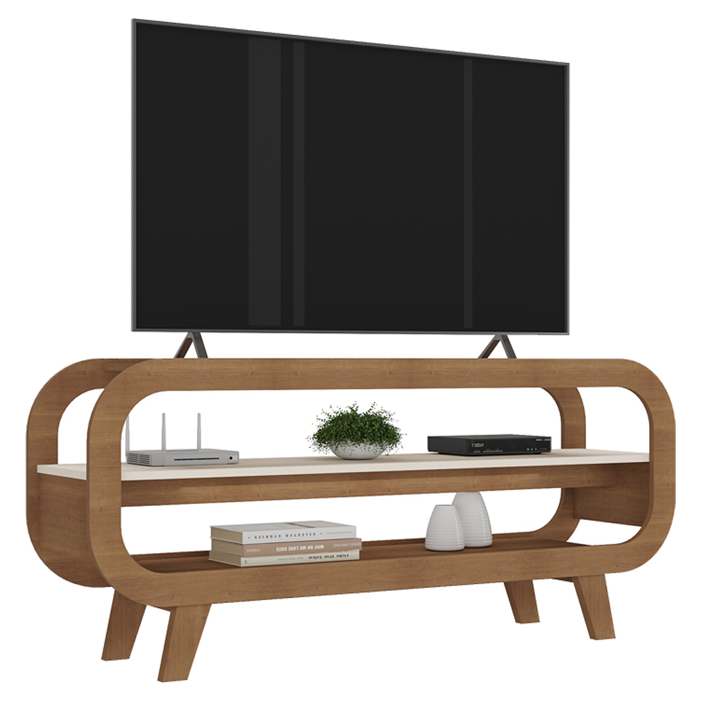 Rack Bancada Para TV 42 Pol 122 cm MDF Cinamomo Off White ARLY