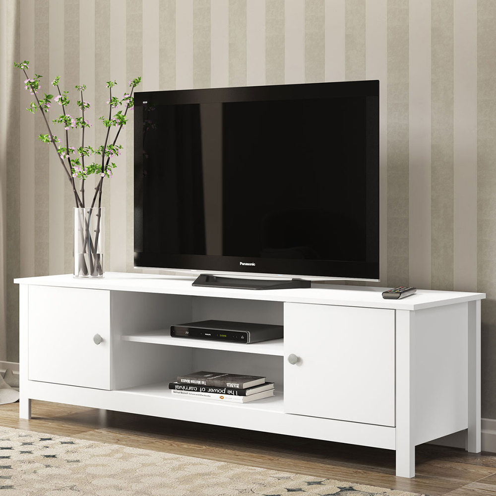 Rack Bancada Para TV 42 Pol 2 Portas 146 cm R606 Branco Dtall