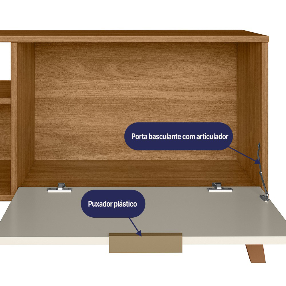 Rack Bancada Para TV 50 Pol 120 cm 6950 Nature Off White PLLA