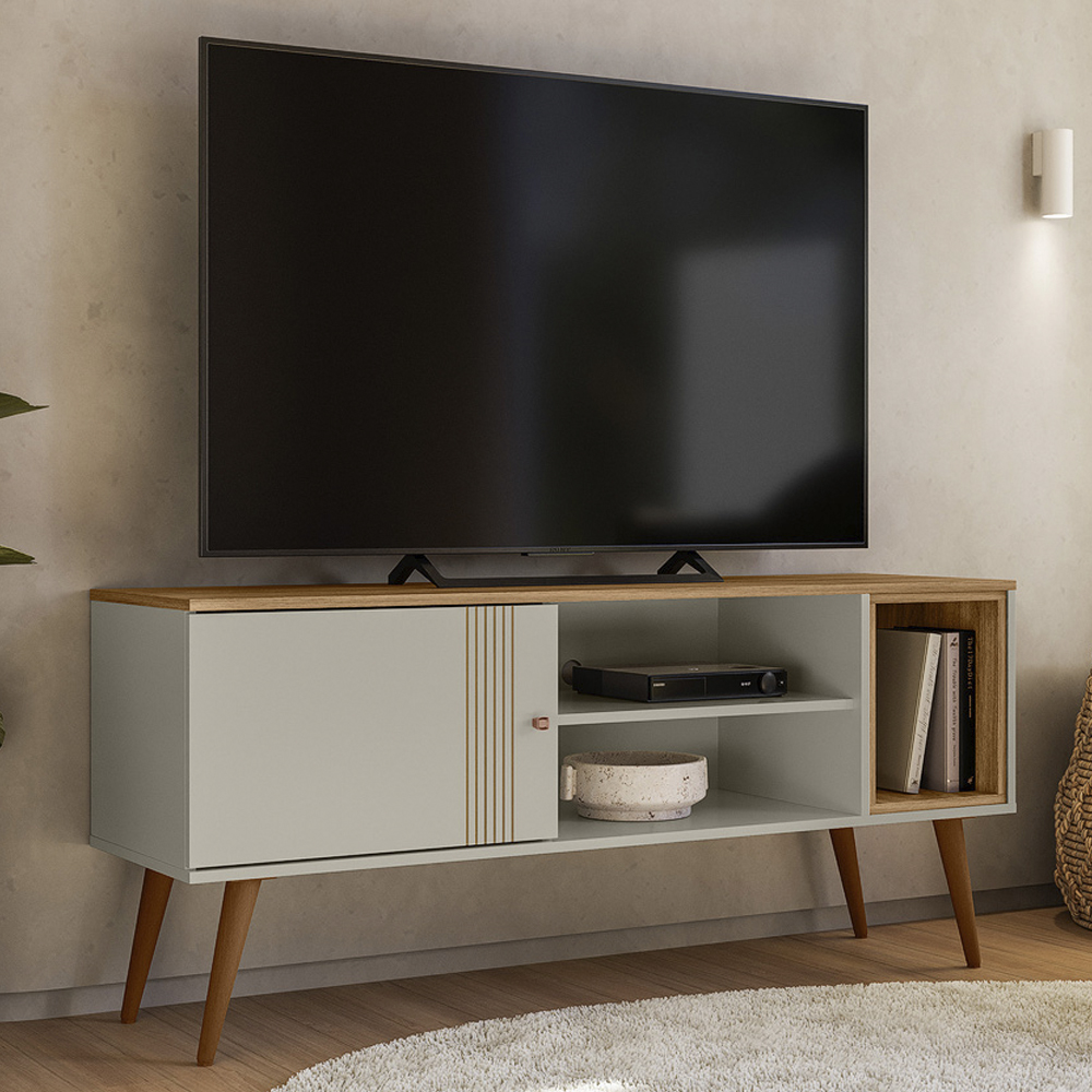 Rack Bancada Para TV 55 Pol 136 cm 3850 Off White Nature PLLA