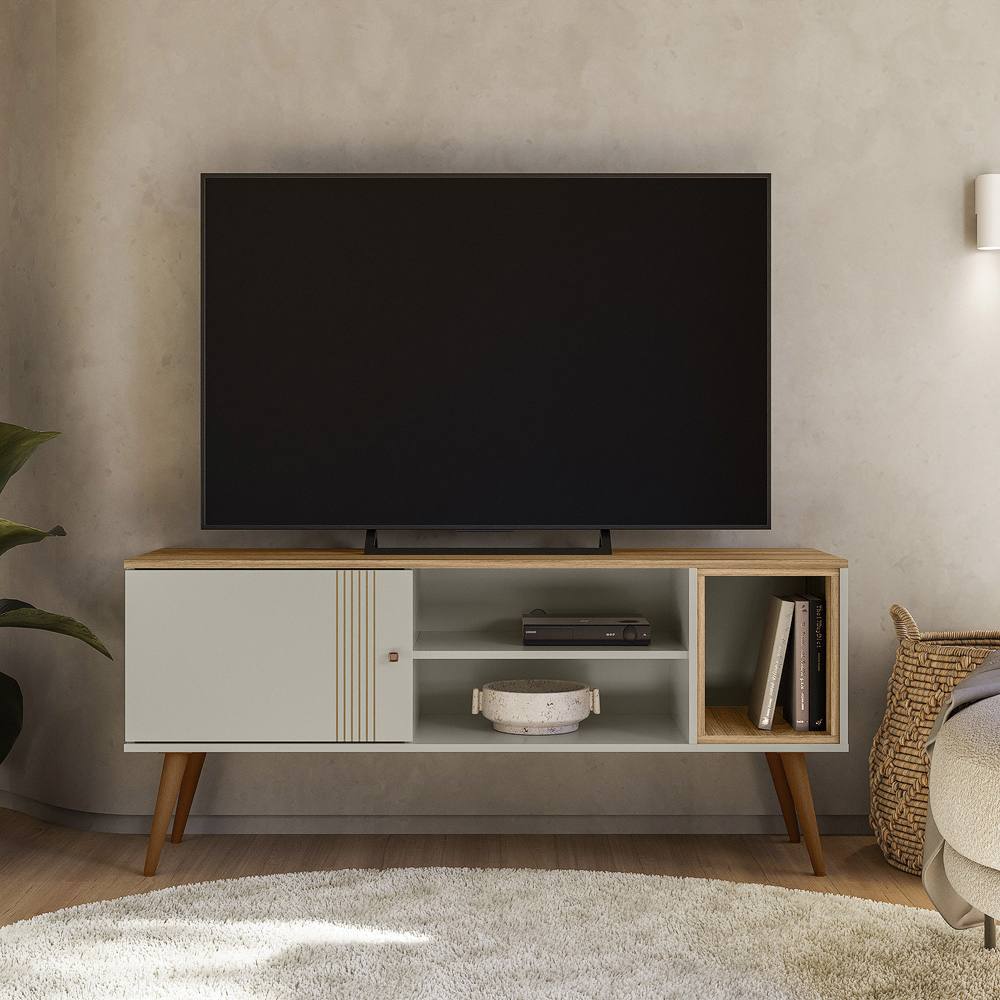 Rack Bancada Para TV 55 Pol 136 cm 3850 Off White Nature PLLA