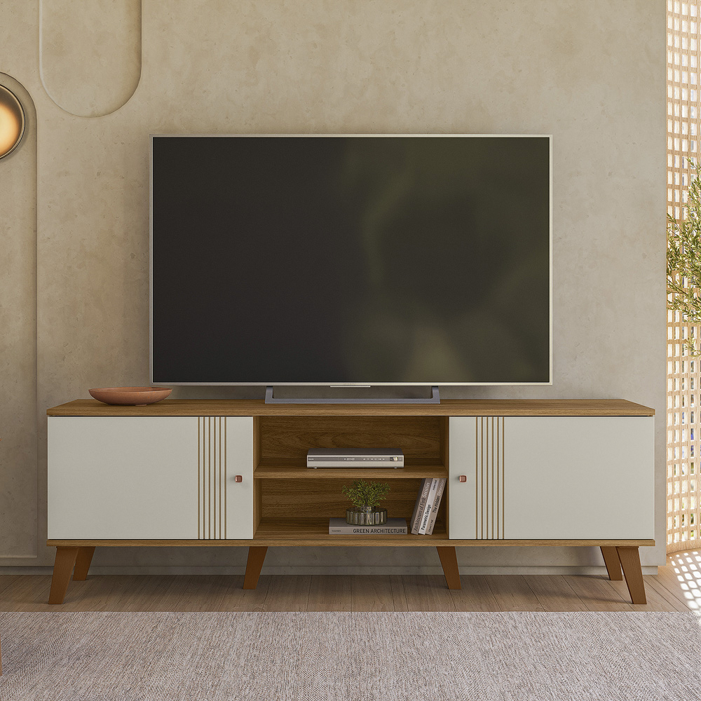 Rack Bancada Para TV 65 Pol 160 cm Denv Nature Off White PLLA