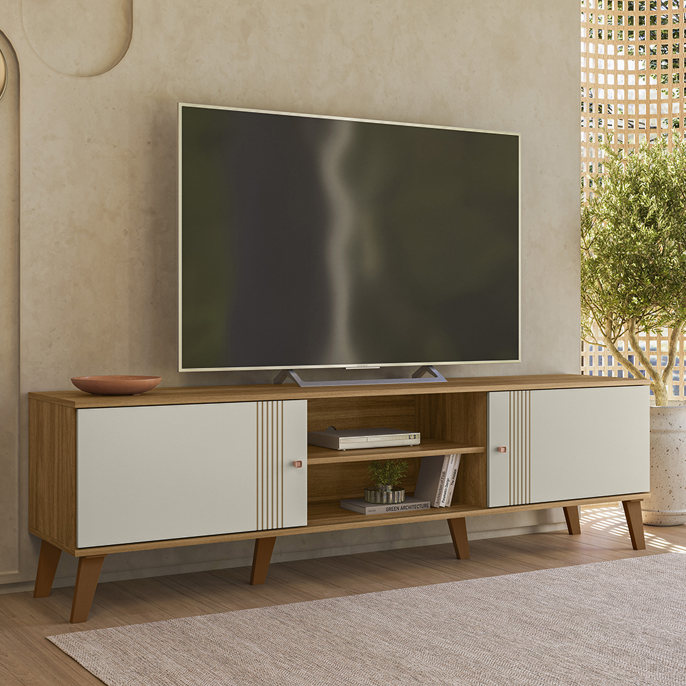 Rack Bancada Para TV 75 Pol 180 cm Denv Nature Off White PLLA