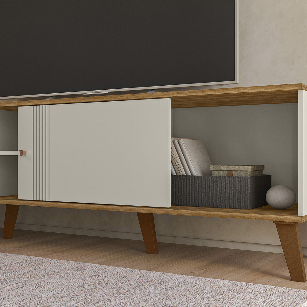 Rack Bancada Para TV 75 Pol 180 cm Denv Off White Nature PLLA