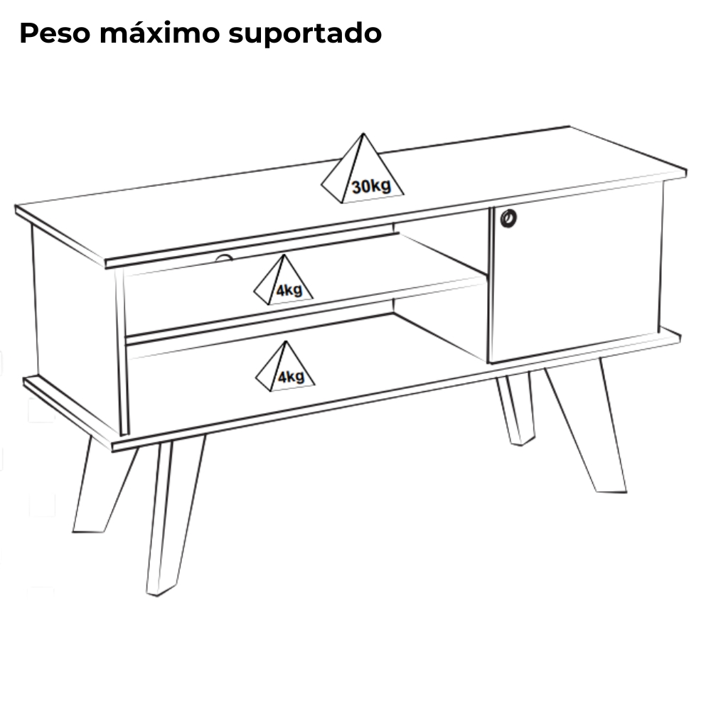 Rack Bancada Para Tv 50 Pol 1P 120 cm Cinamomo Off White ARLY