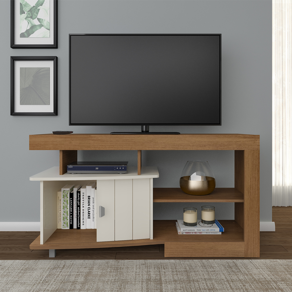 Rack Bancada Para Tv 50 Pol 1P 122 cm Cinamomo Off White ARLY