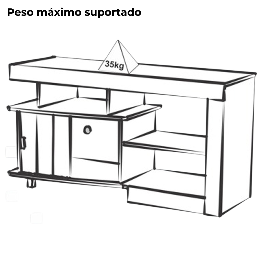 Rack Bancada Para Tv 50 Pol 1P 122 cm Pinho ARLY