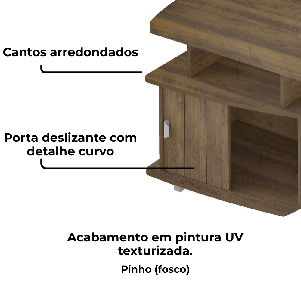 Rack Bancada Para Tv 50 Pol 1P 122 cm Pinho ARLY