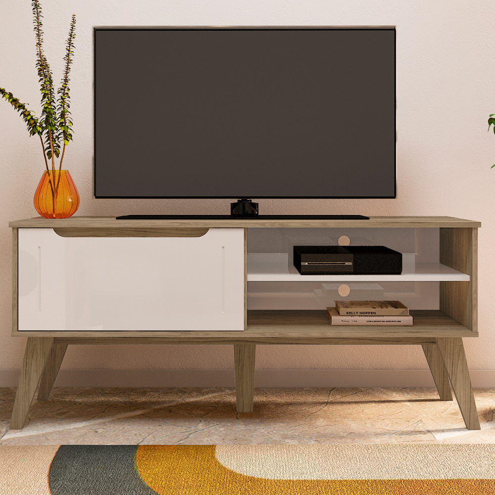 Rack Bancada Para Tv 60 Pol 134 cm 4600 Carvalho Off White ARLY