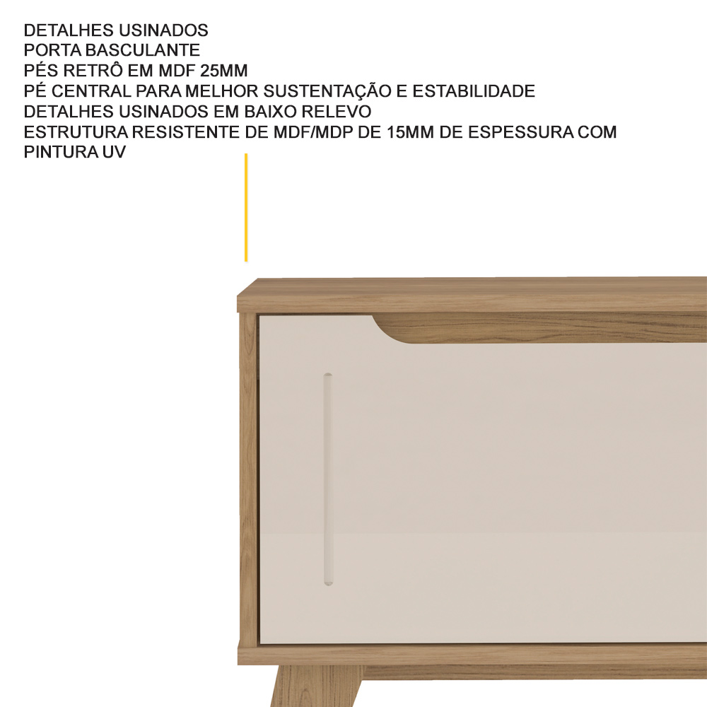 Rack Bancada Para Tv 60 Pol 134 cm 4600 Carvalho Off White ARLY