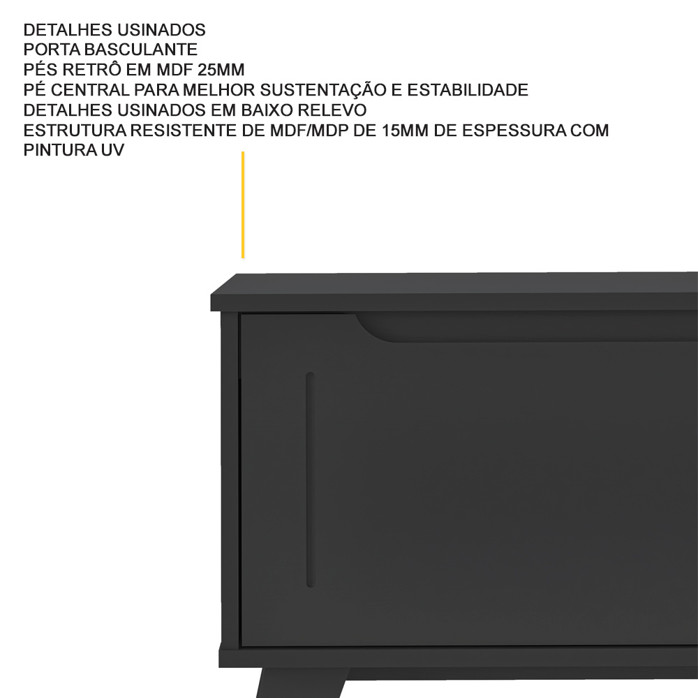 Rack Bancada Para Tv 60 Pol 134 cm 4601 Preto ARLY