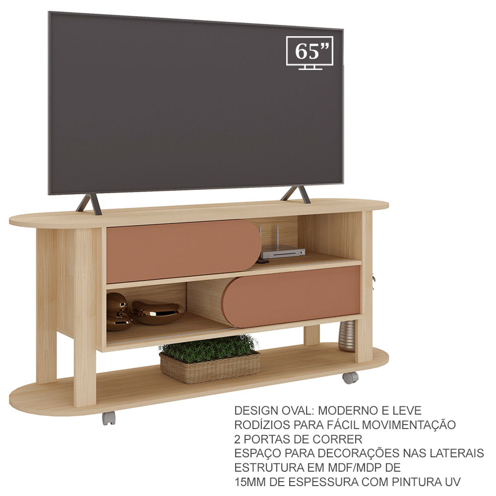Rack Bancada Para Tv 65 Pol 150 cm 4618 Naturale Terracota ARLY