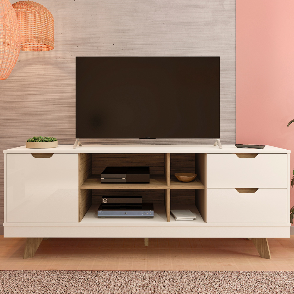 Rack Bancada Para Tv 65 Pol 160 cm 4225 Off White Carvalho ARLY