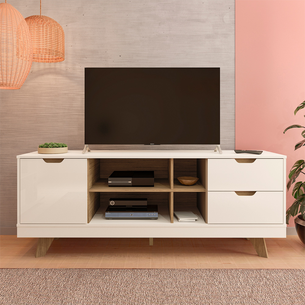 Rack Bancada Para Tv 65 Pol 160 cm 4225 Off White Carvalho ARLY