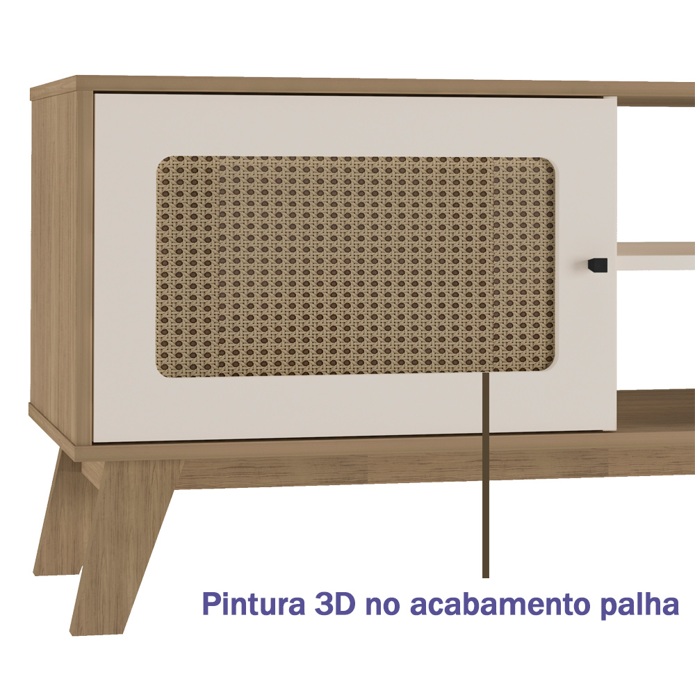 Rack Bancada Para Tv 75 Pol 180 cm 4525 Carvalho Off White ARLY