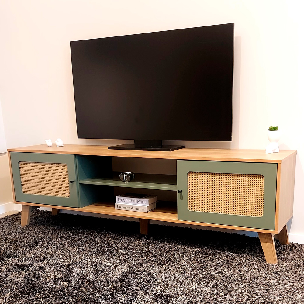 Rack Bancada Para Tv 75 Pol 180 cm 4534 Carvalho Menta ARLY