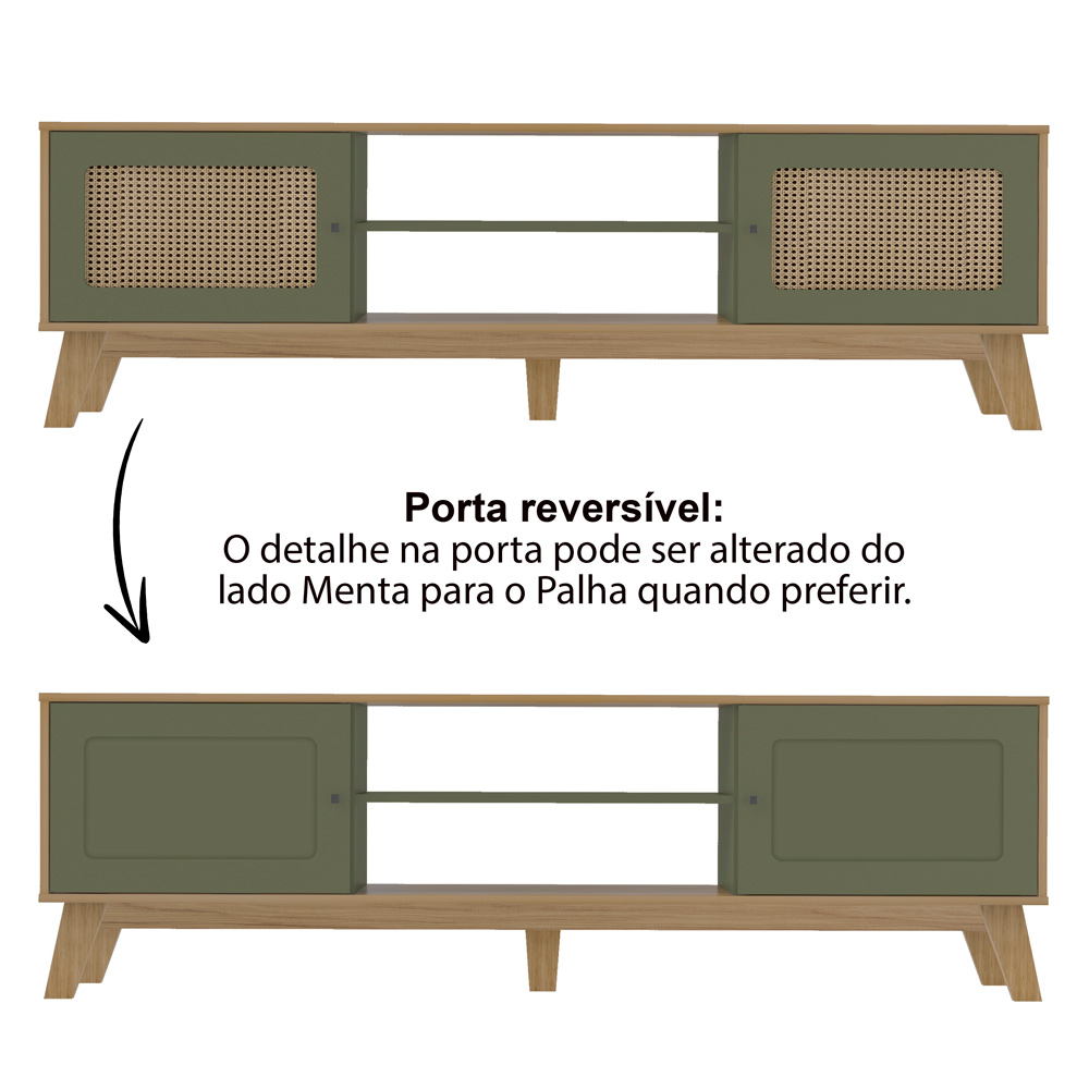 Rack Bancada Para Tv 75 Pol 180 cm 4534 Carvalho Menta ARLY