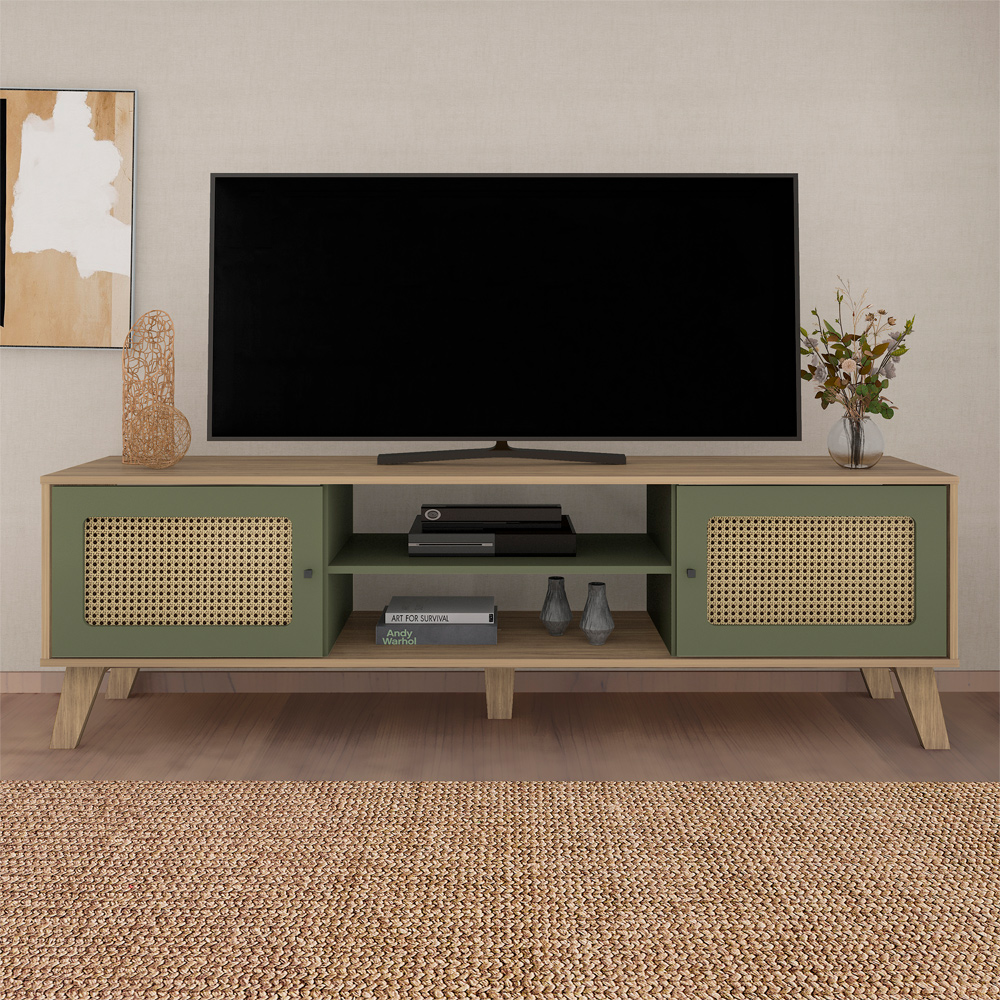 Rack Bancada Para Tv 75 Pol 180 cm 4534 Carvalho Menta ARLY
