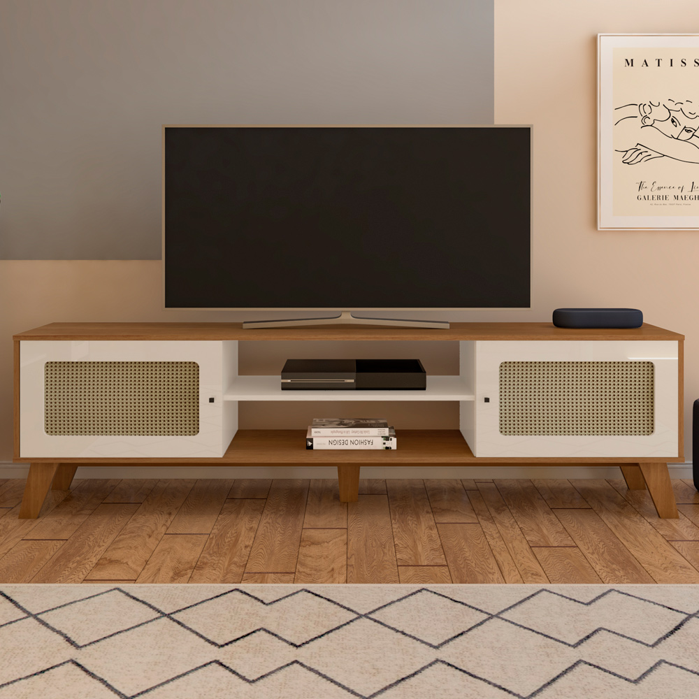 Rack Bancada Para Tv 75 Pol 180 cm 4675 Cinamomo Off White ARLY