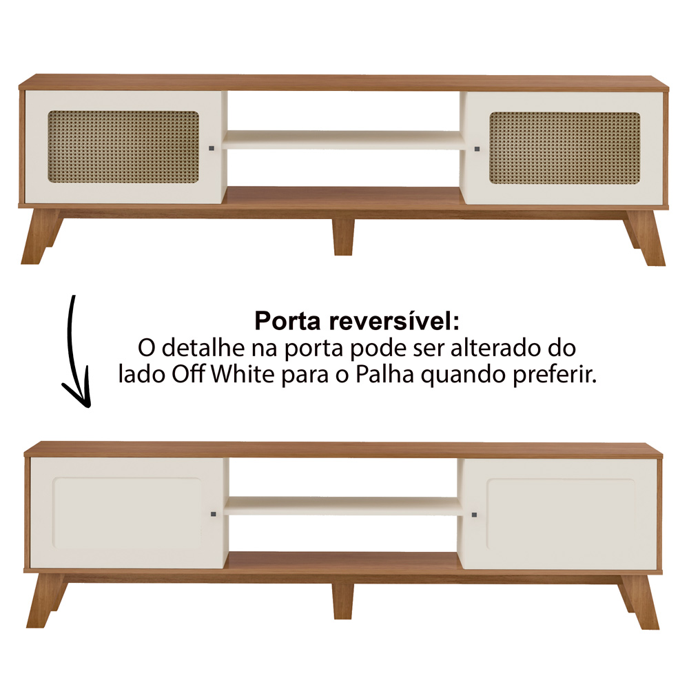 Rack Bancada Para Tv 75 Pol 180 cm 4675 Cinamomo Off White ARLY