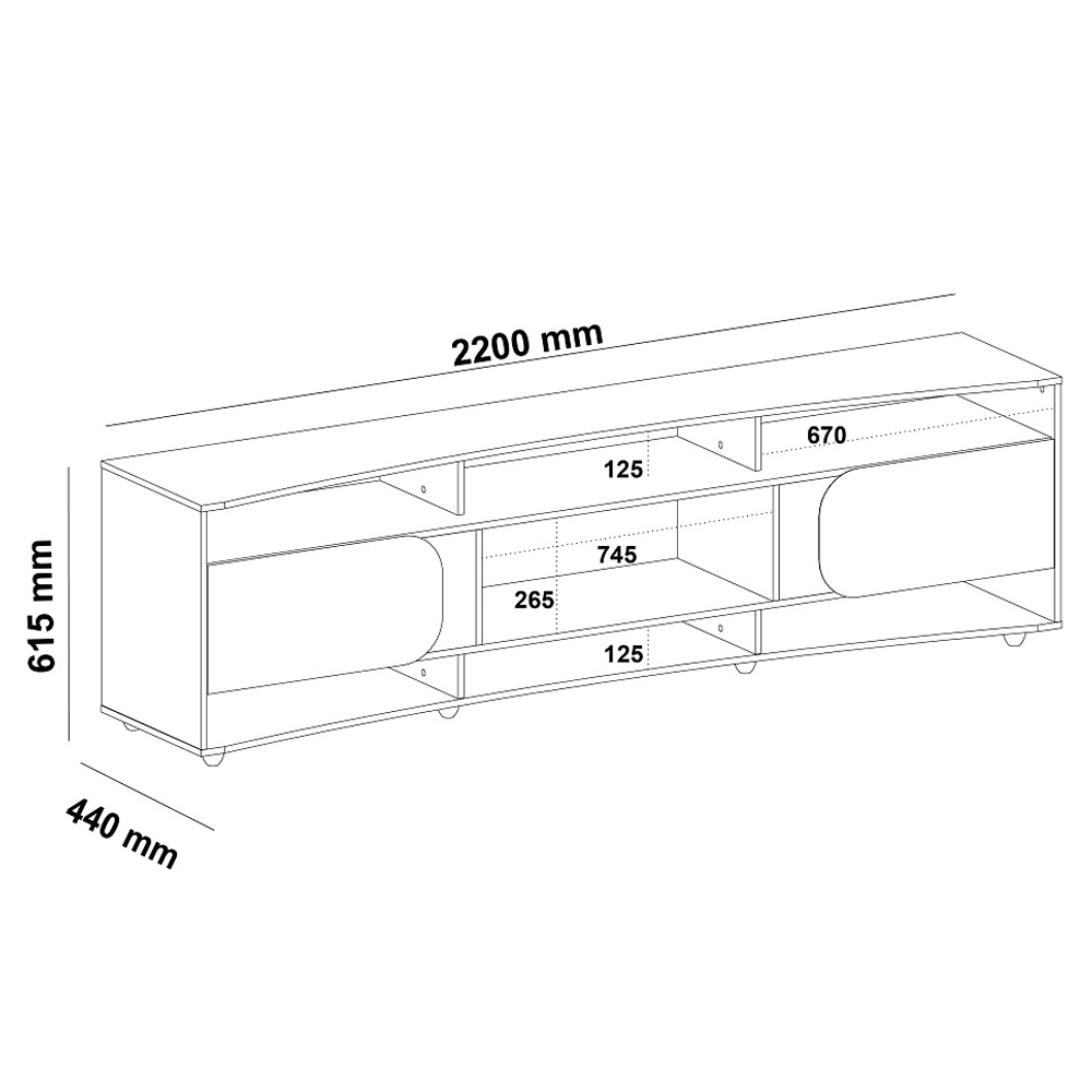 Rack Bancada Para Tv 86 Pol 220 cm 4502 Cedro Off White ARLY