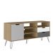 Rack Bancada TV 60 Pol 140 cm Grafite Prata Branco Carvalho ARLY