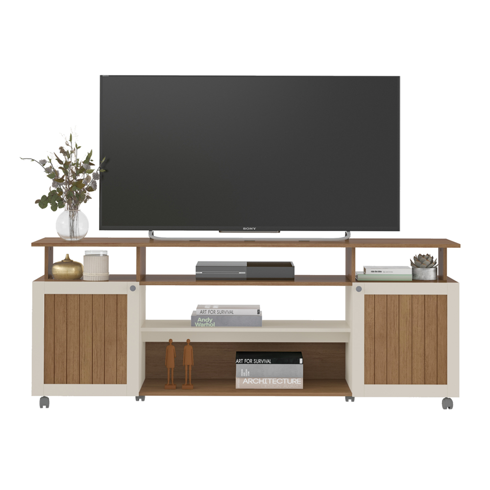 Rack Bancada TV 75 POL 2 Portas 180 cm Cinamomo Off White ARLY