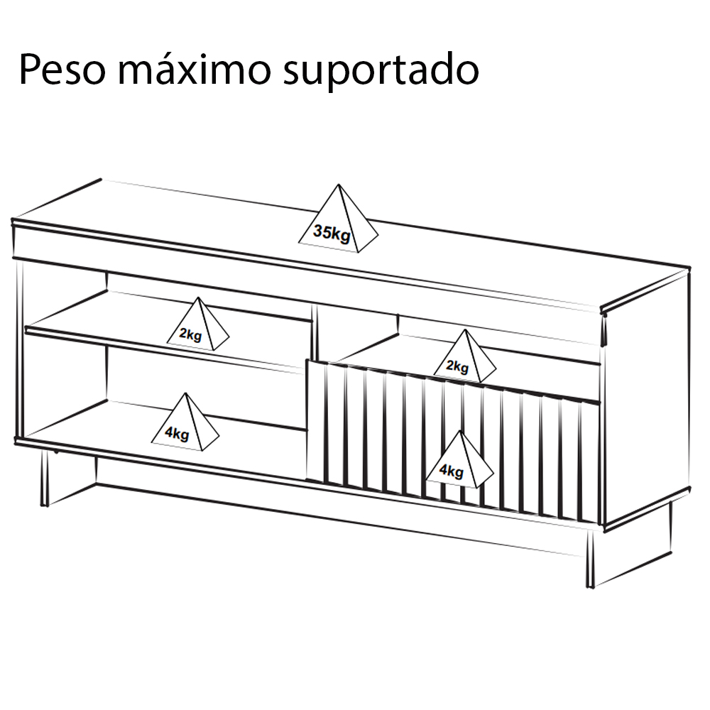 Rack Bancada Tv 65 Pol 160 cm 1P Basculante Cinamomo Off White ARLY