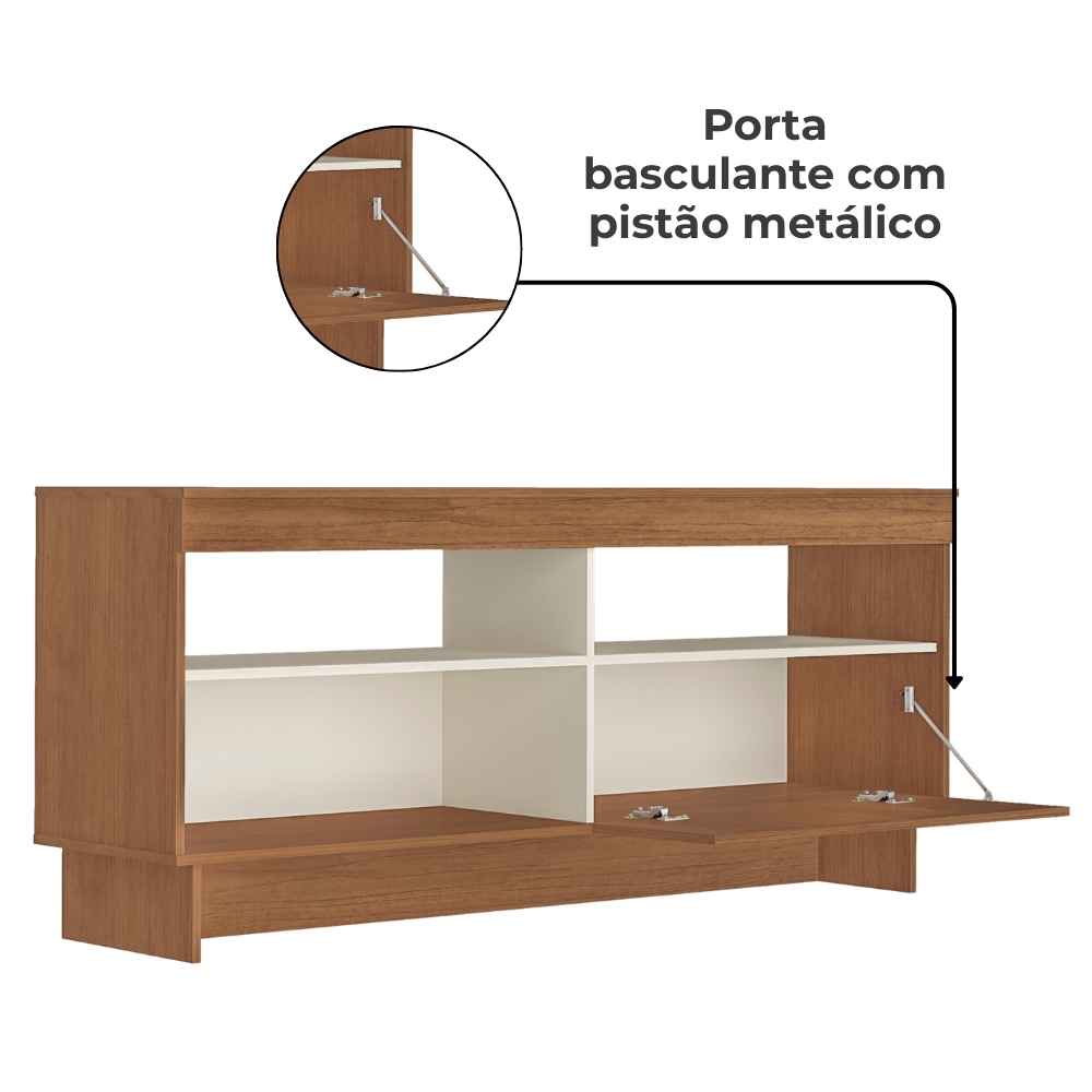 Rack Bancada Tv 65 Pol 160 cm 1P Basculante Cinamomo Off White ARLY