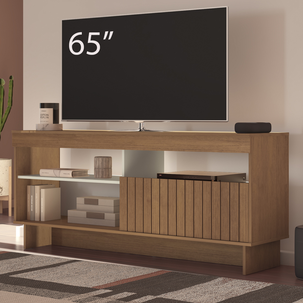 Rack Bancada Tv 65 Pol 160 cm 1P Basculante Cinamomo Off White ARLY